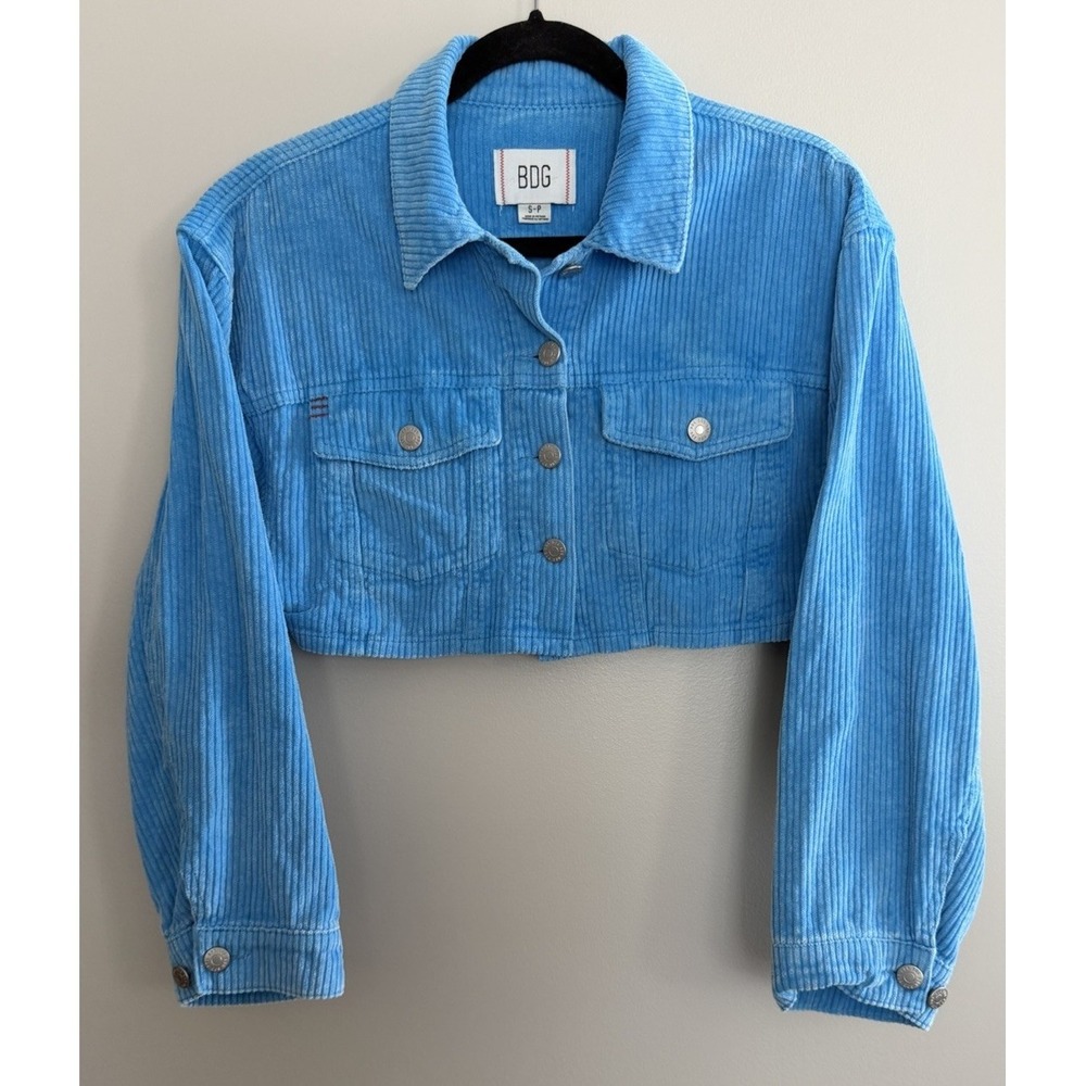 Urban Outfitters BDG Carissa Cropped Corduroy Jacket Blue Women's Size Small